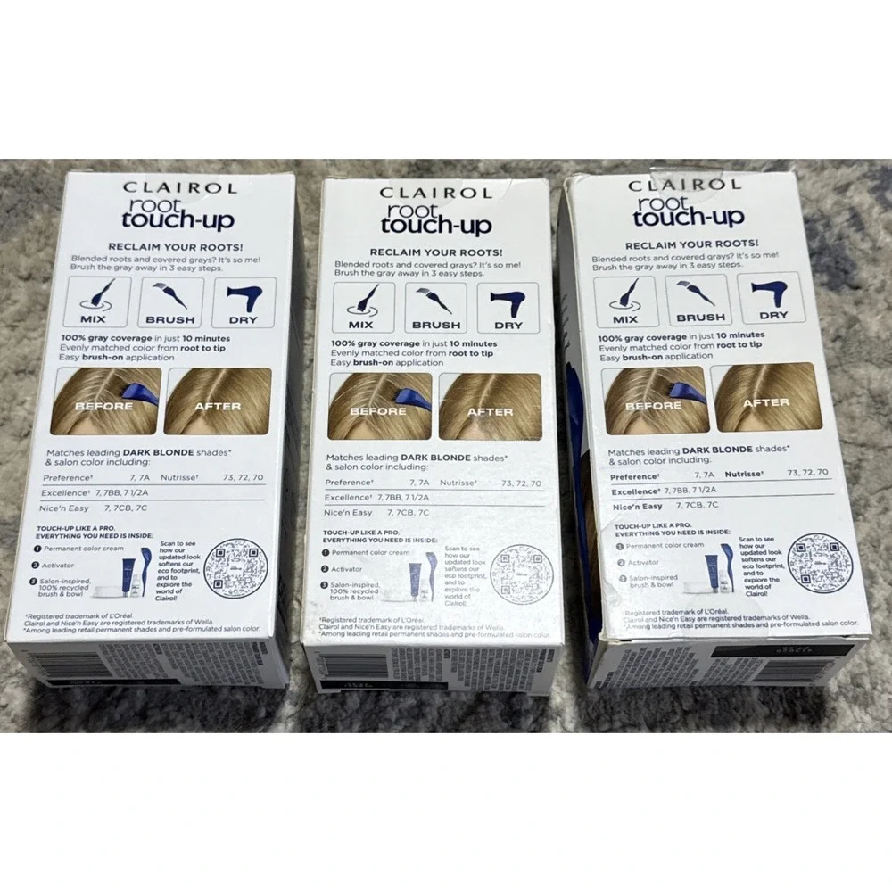 Lot of 3 Clairol Root Touch-Up Colorblend Permanent Color Hair Dye 7 Dark Blonde